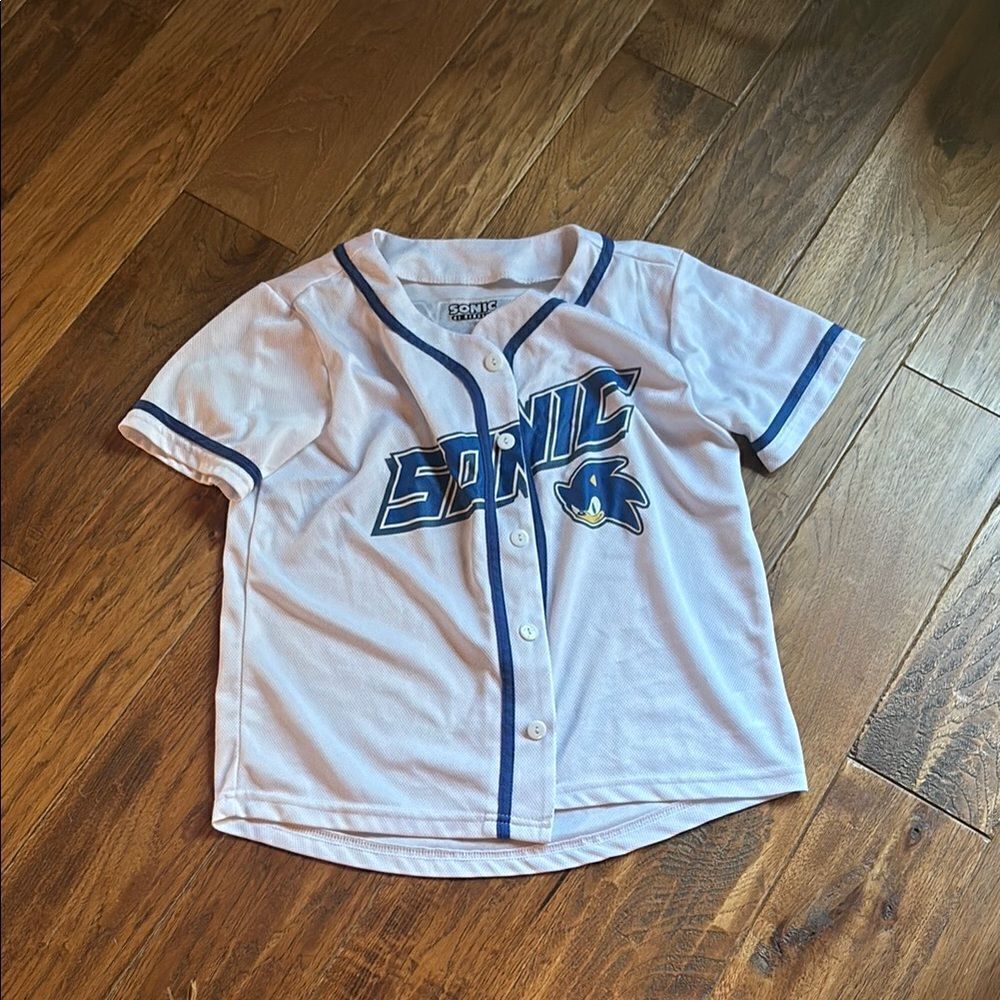 Sonic the Hedgehog Kids White and Blue Baseball Shirt